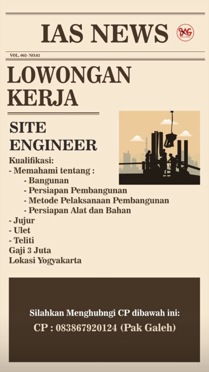 Lowongan Kerja Site Engineer Program Studi Pendidikan Teknik Sipil